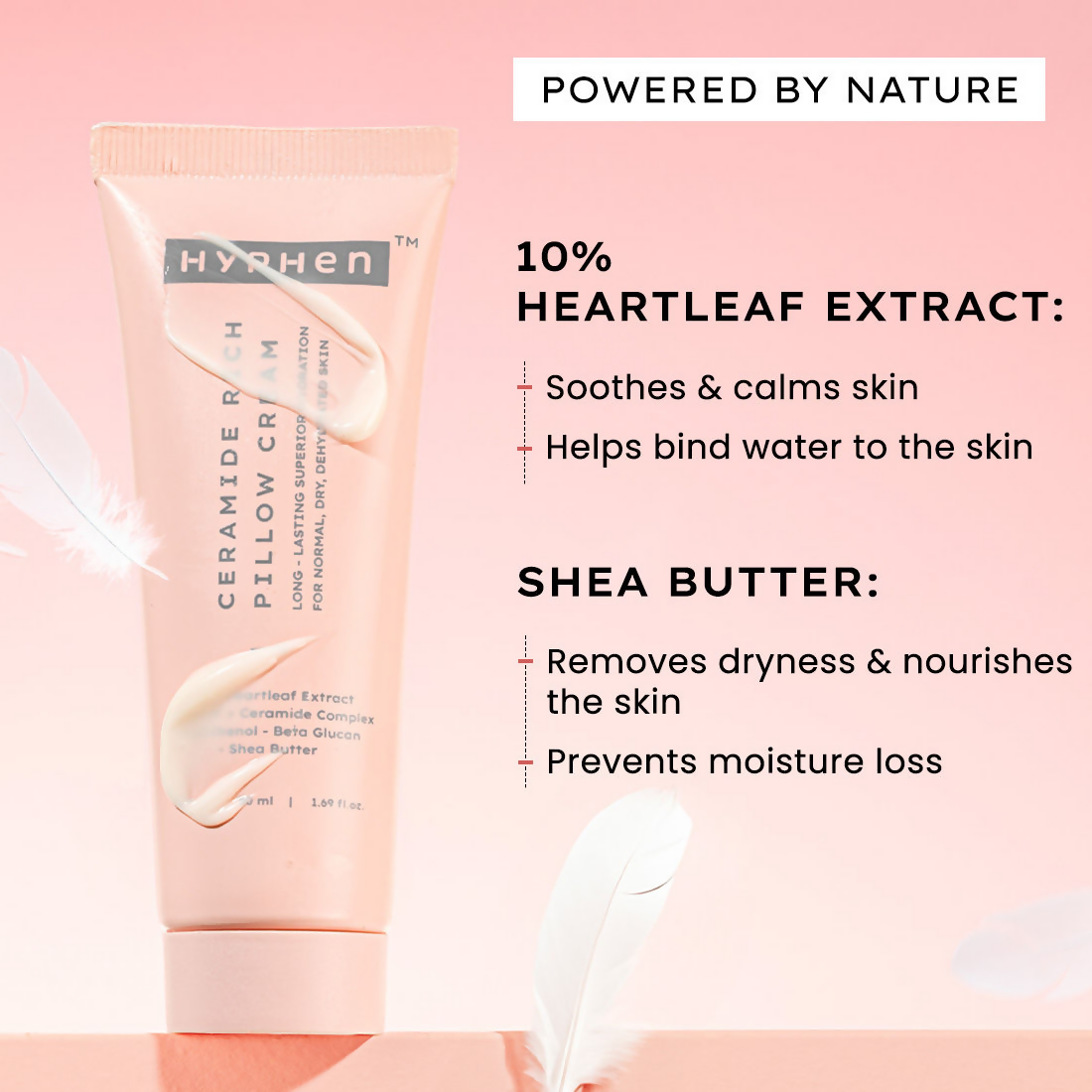 Hyphen By Kriti Sanon 10% Heartleaf & 7% Ceramides-Nmf Face Cream Moisturizer Rich Pillow Cream | Grocsy