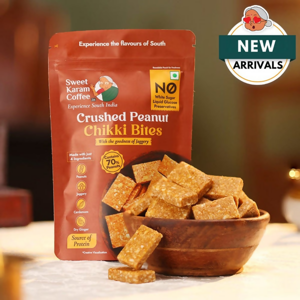 Sweet Karam Coffee Crushed Peanut Chikki Bites (Zero White Sugar) | Grocsy