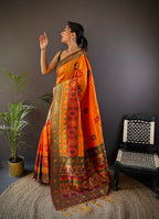 Joban Fashion Deep Maroon Small Butti Banarasi Silk Sarees | Grocsy