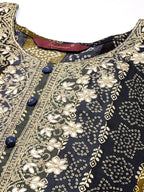 Sangria Women Blue Bandhani Embroidered Thread Work Kurta | Grocsy