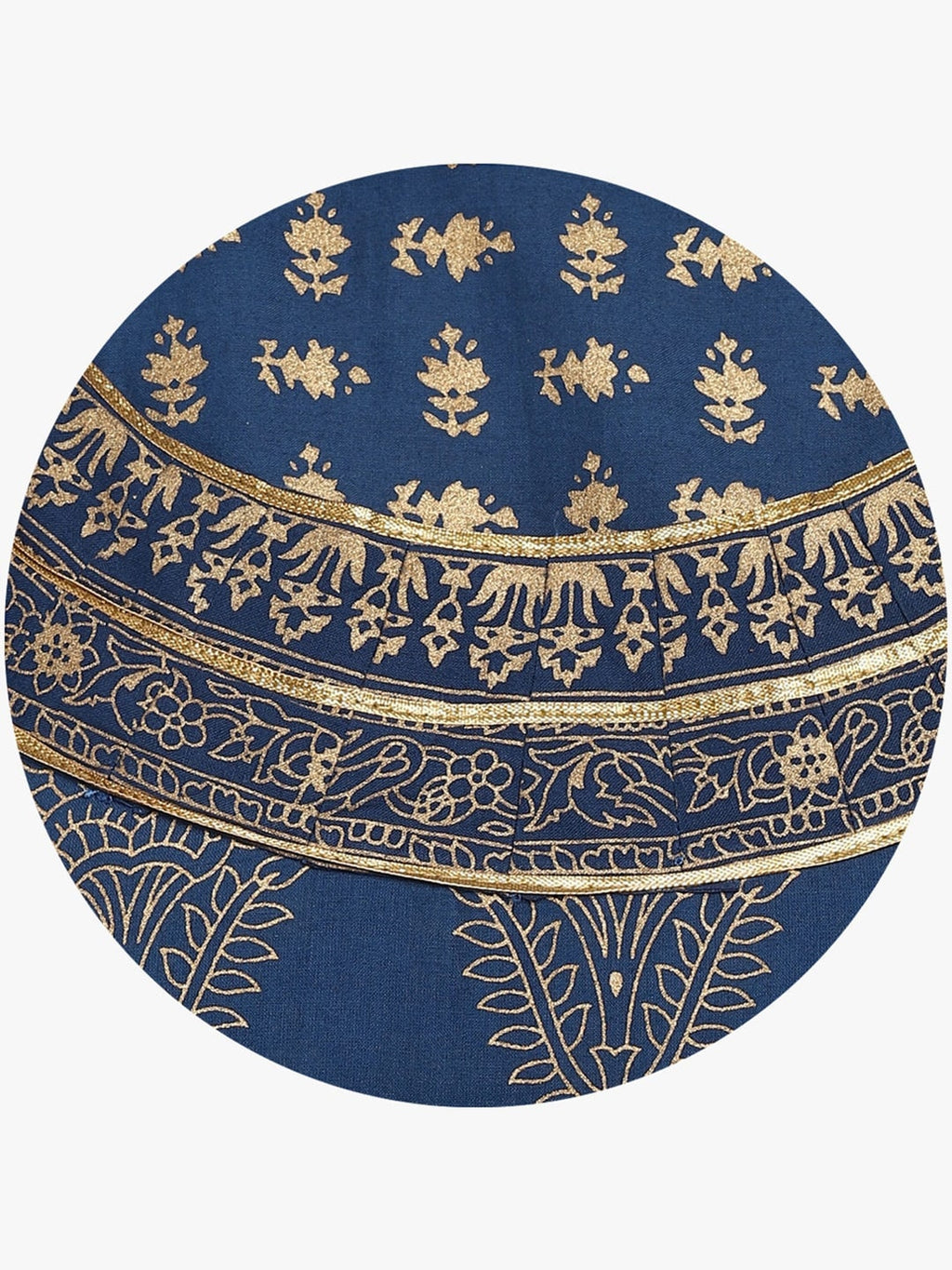 Sangria Women Navy Blue & Gold-Coloured Printed Anarkali Kurta | Grocsy