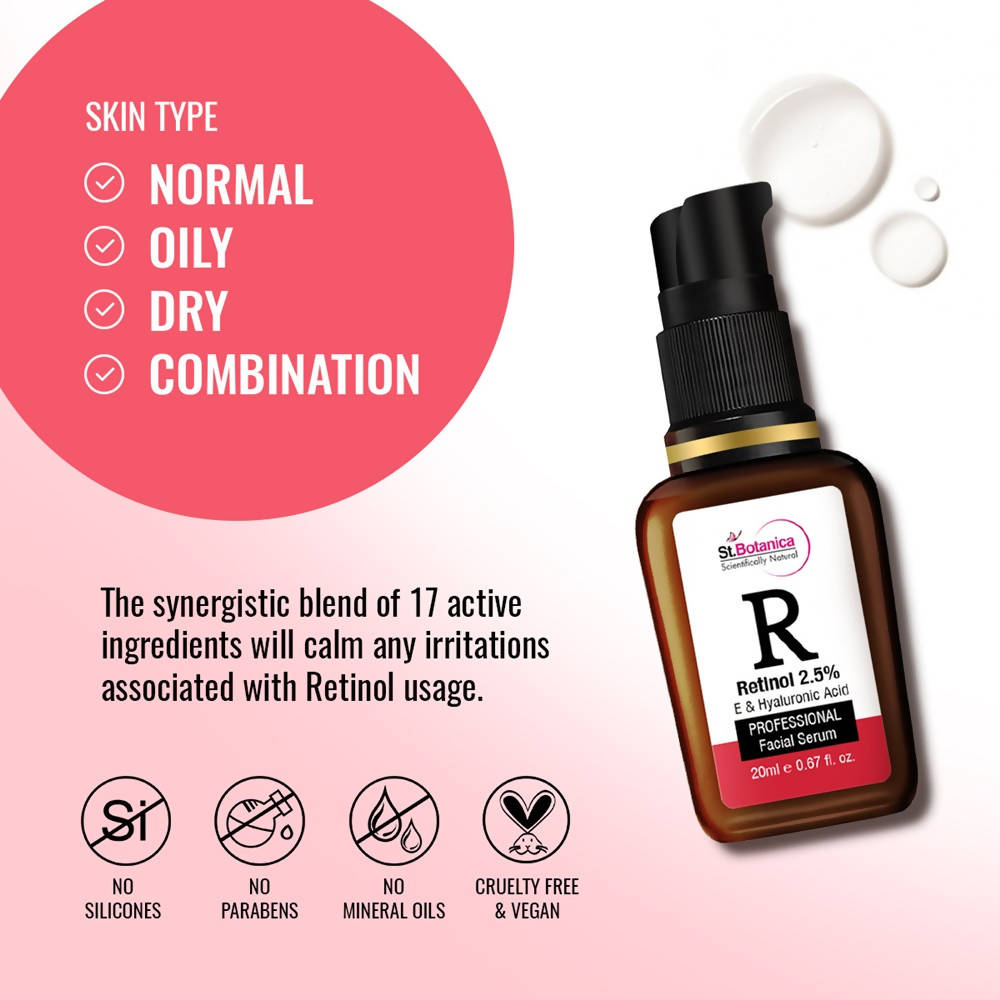 St.Botanica Retinol 2.5% E & Hyaluronic Acid Professional Facial Serum | Grocsy