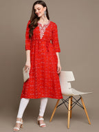 HERE&NOW Embroidered & Bandhani Printed Thread Work Anarkali Kurta | Grocsy