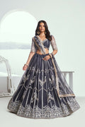 Eilara Appealing Dark Gray Net With Embroidered And Thread Zari Sequence Party Wear Lehenga Choli | Grocsy