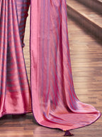 Saree Mall Magenta & Purple Striped Zari Saree | Grocsy