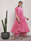 Sangria Women Pink Printed Kurta with Trousers | Grocsy