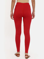 Souchii Red Solid Slim-Fit Ankle-Length Leggings | Grocsy