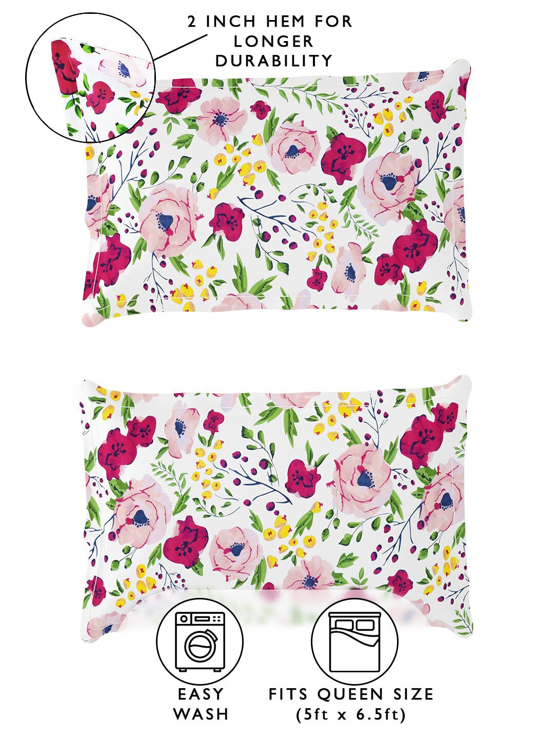 Story@home Arena Pink & Green Geometric Printed 180 TC Queen Bedsheet & 2 Pillow Covers | Grocsy