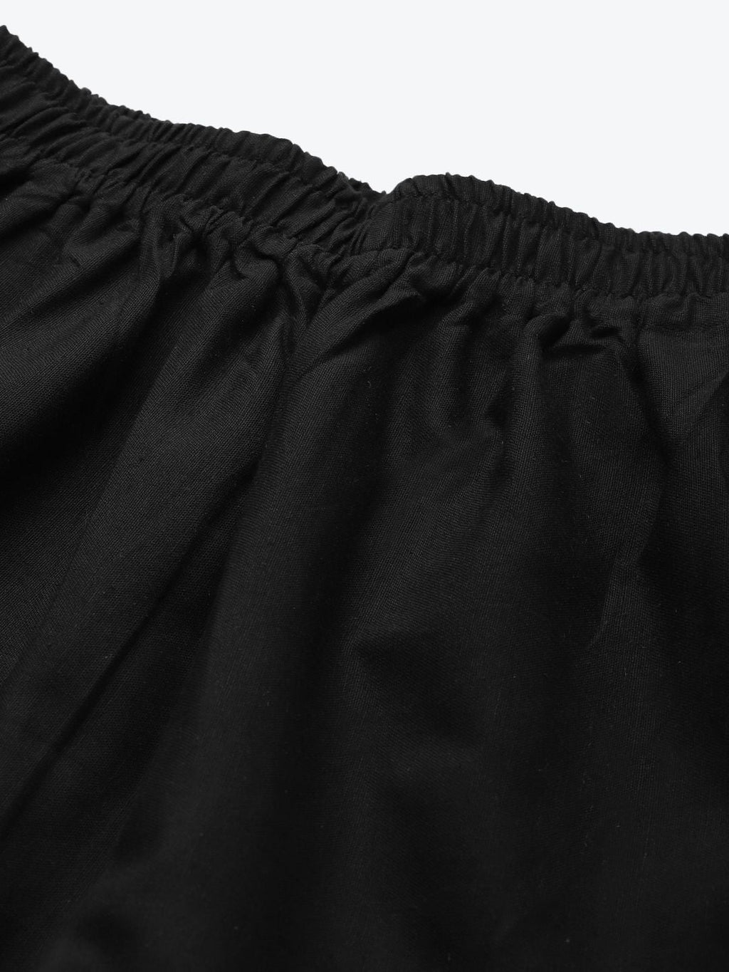 TAG 7 Women Black Solid Hem Design Straight Palazzos | Grocsy