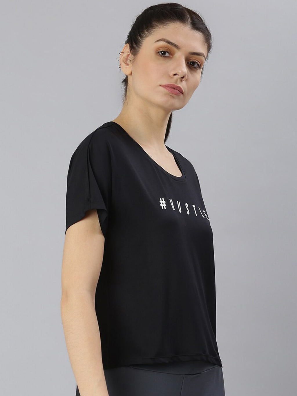 MKH Typography Printed Round Neck Crop Sports T-shirt | Grocsy