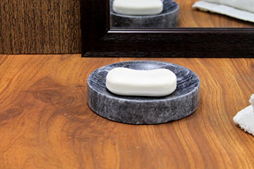 KLEO Natural Marble Stone Soap Dish Soap Holder Bath Accessories for Bathroom, Tub or Wash Basin Accessory (Black) | Grocsy