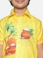 Sethukrishna Boys Yellow Printed Shirt | Grocsy