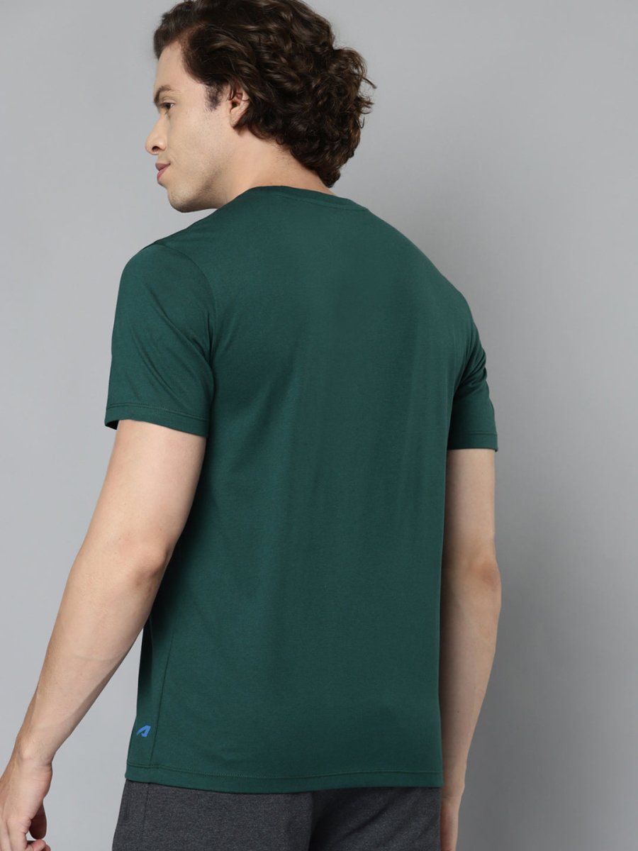 Alcis Men Green & White Typography Printed Slim Fit T-shirt | Grocsy