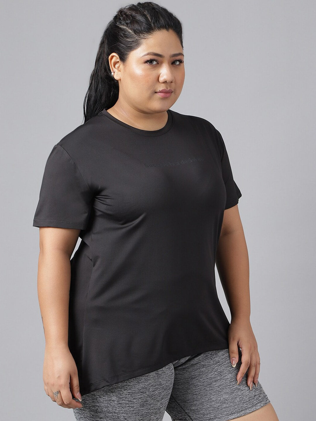 MKH Plus Size Drop-Shoulder Sleeves Dri-FIT Relaxed Fit Training T-shirt | Grocsy