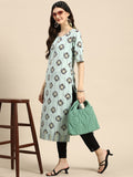 Sangria Women Blue & Brown Ethnic Motifs Printed Kurta | Grocsy