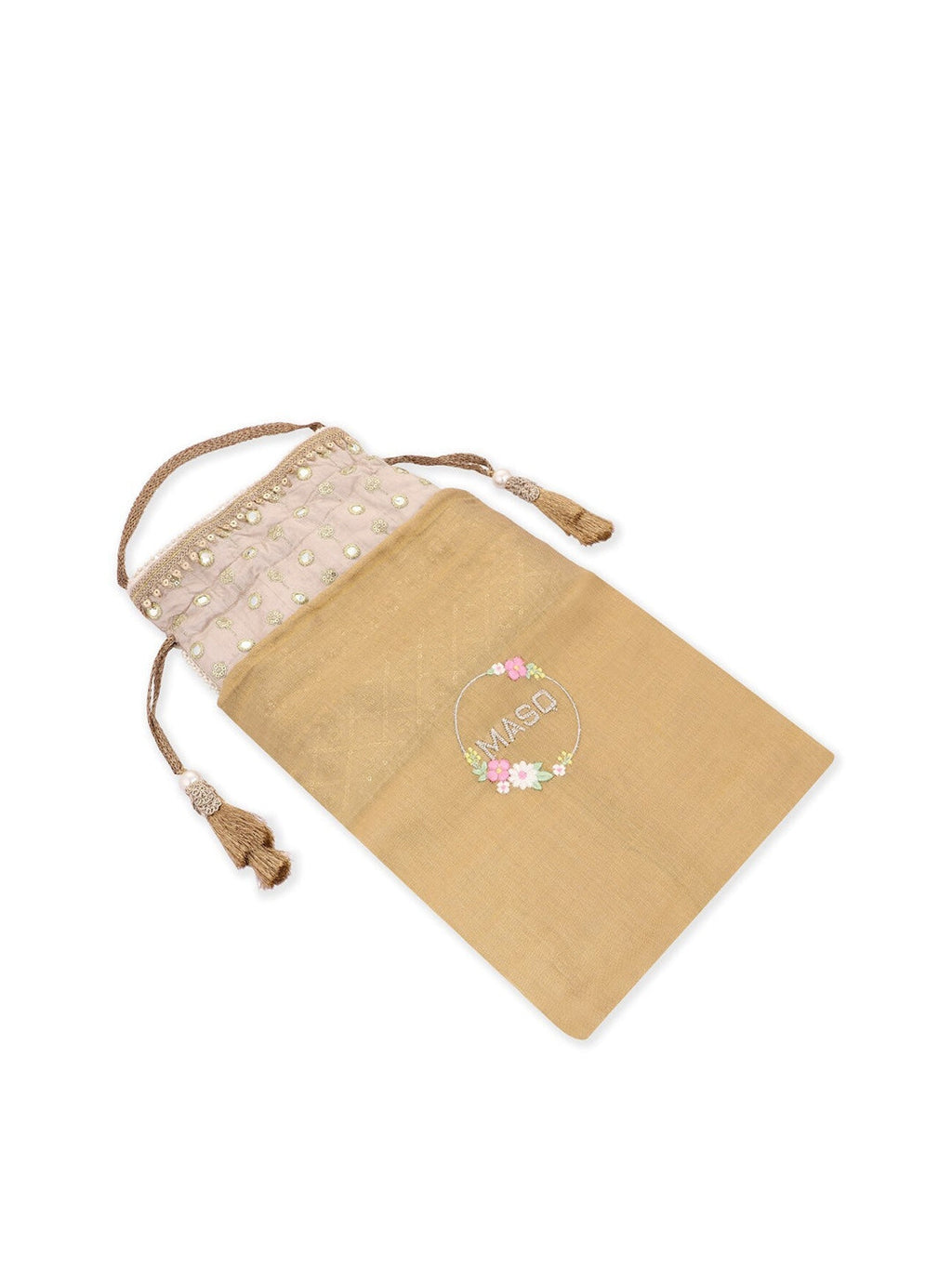 Masq Black & Silver-Toned Embellished Potli Clutch | Grocsy