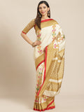 Saree Mall Beige & Cream-Coloured Printed Saree | Grocsy
