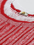 ADA Women Red & White Ethnic Motifs Embroidered Chikankari Georgette Kurta | Grocsy