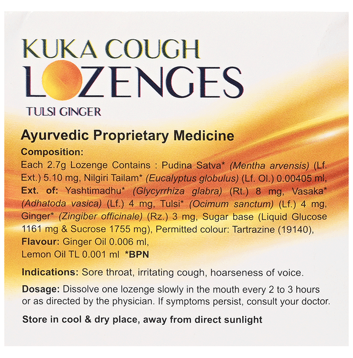 Multani Combo Pack of Kuka Cough Syrup 100ml and Tulsi Ginger Kuka Cough 36 Lozenges | Grocsy