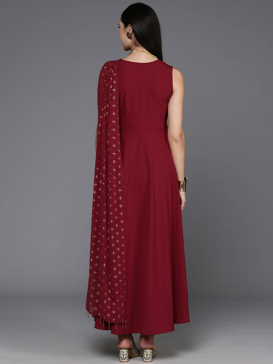 Ahalyaa Women's Traditional wear Ethnic Dress - Maroon | Grocsy