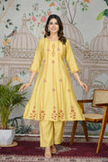 Ethnic Festive Wear Viscose Roman Silk Yellow Stitched Pant Pair - Rashmika | Grocsy