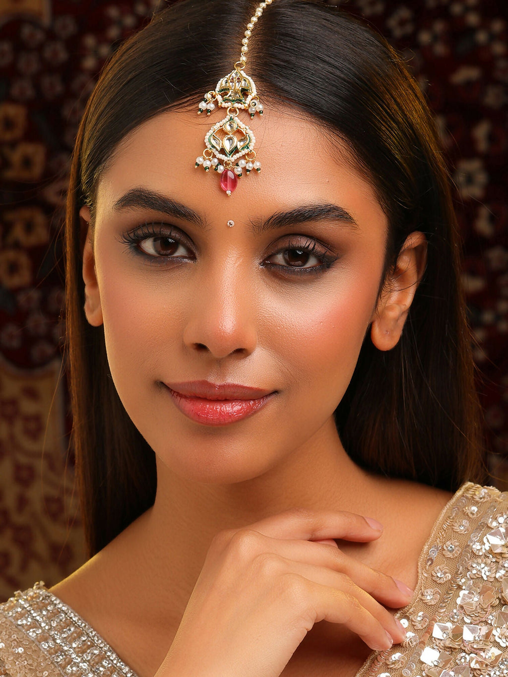 Ruby Raang Sindoor Maang Tikka | Grocsy