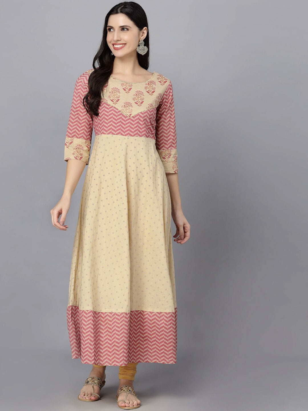 HERE&NOW Women Ethnic Motifs Printed Anarkali Kurta | Grocsy