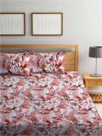 BOMBAY DYEING Serenita Brown Printed Cotton 144 TC Queen Bedsheet with 2 Pillow Covers | Grocsy