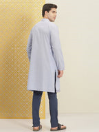 House of Pataudi Jashn Pure Cotton Yoke Design Sequinned Kurta | Grocsy