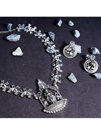 Cardinal Silver-Toned Oxidised Long Jewellery Set Jewellery Set | Grocsy