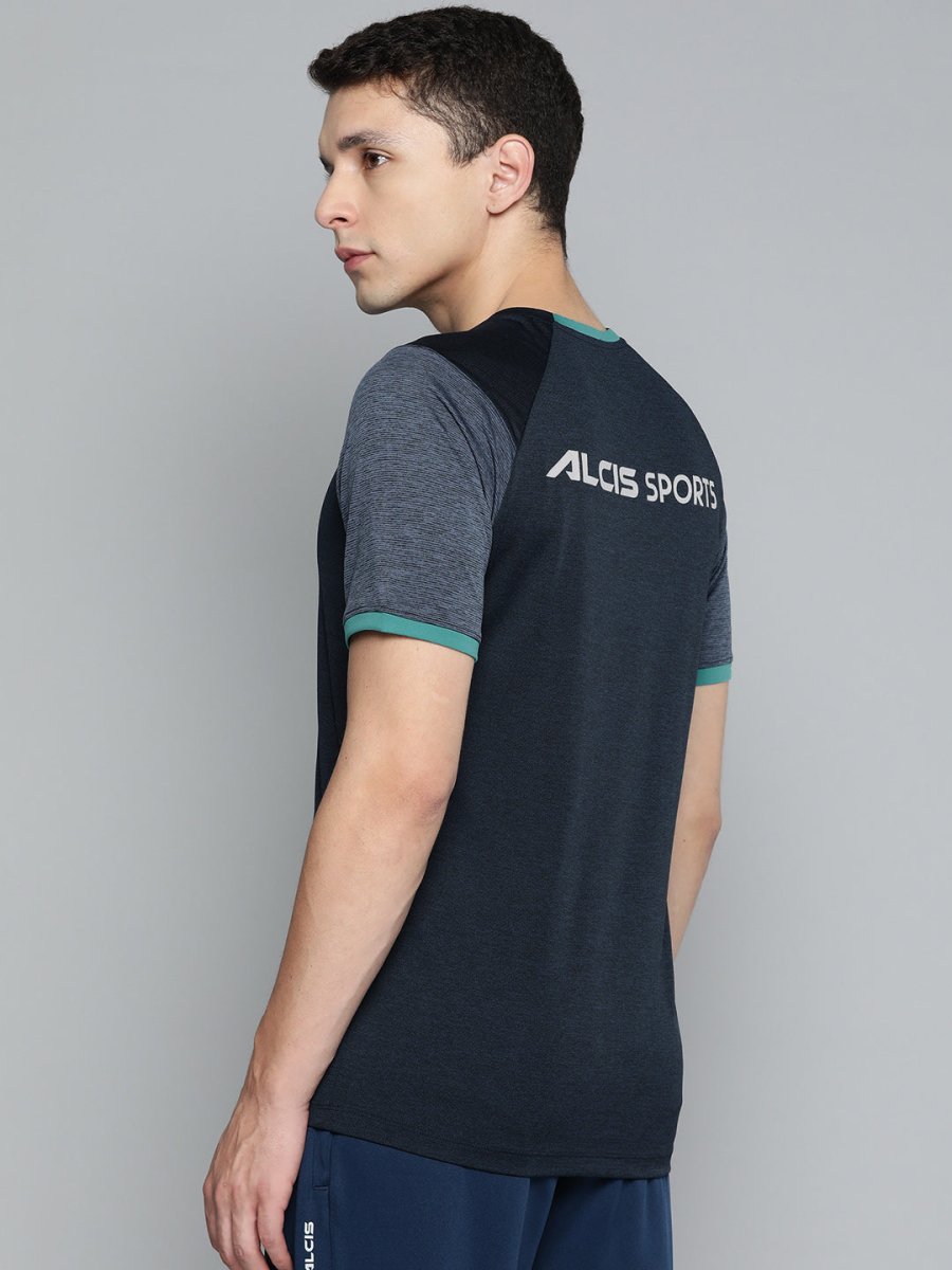 Alcis Men Colourblocked Dry Tech Slim Fit T-shirt | Grocsy