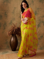 Sangria Floral Embroidered Sequins Details Net Saree | Grocsy