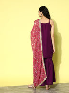 HERE&NOW Gotta Patti Detail Kurta with Sharara & Dupatta | Grocsy