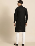 Sojanya Men Black Solid Straight Kurta | Grocsy