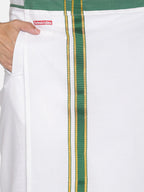 Sethukrishna White Solid Cotton Readymade Dhoti For Men | Grocsy