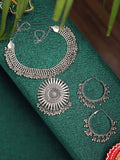 Cardinal Oxidized Silver-Toned Long Jewellery Set | Grocsy