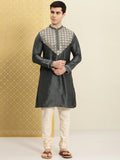 House of Pataudi Men Embroidered Mirror Work Jashn Kurta | Grocsy