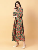 Joban Fashion Green Cotton Printed & Hand Work Dress | Grocsy