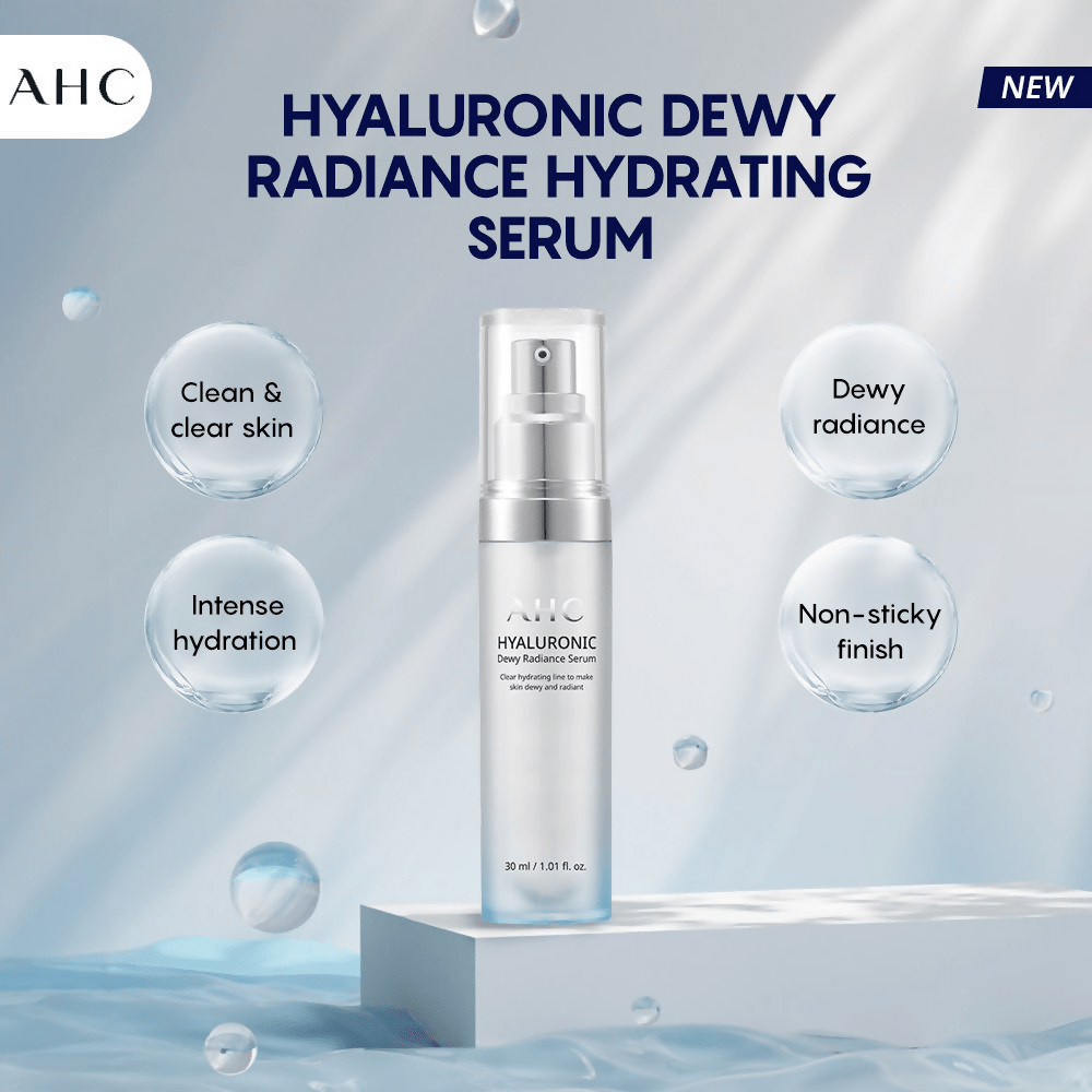 AHC Hyaluronic Dewy Moisturising Radiance Face Serum - Korean skincare | Grocsy