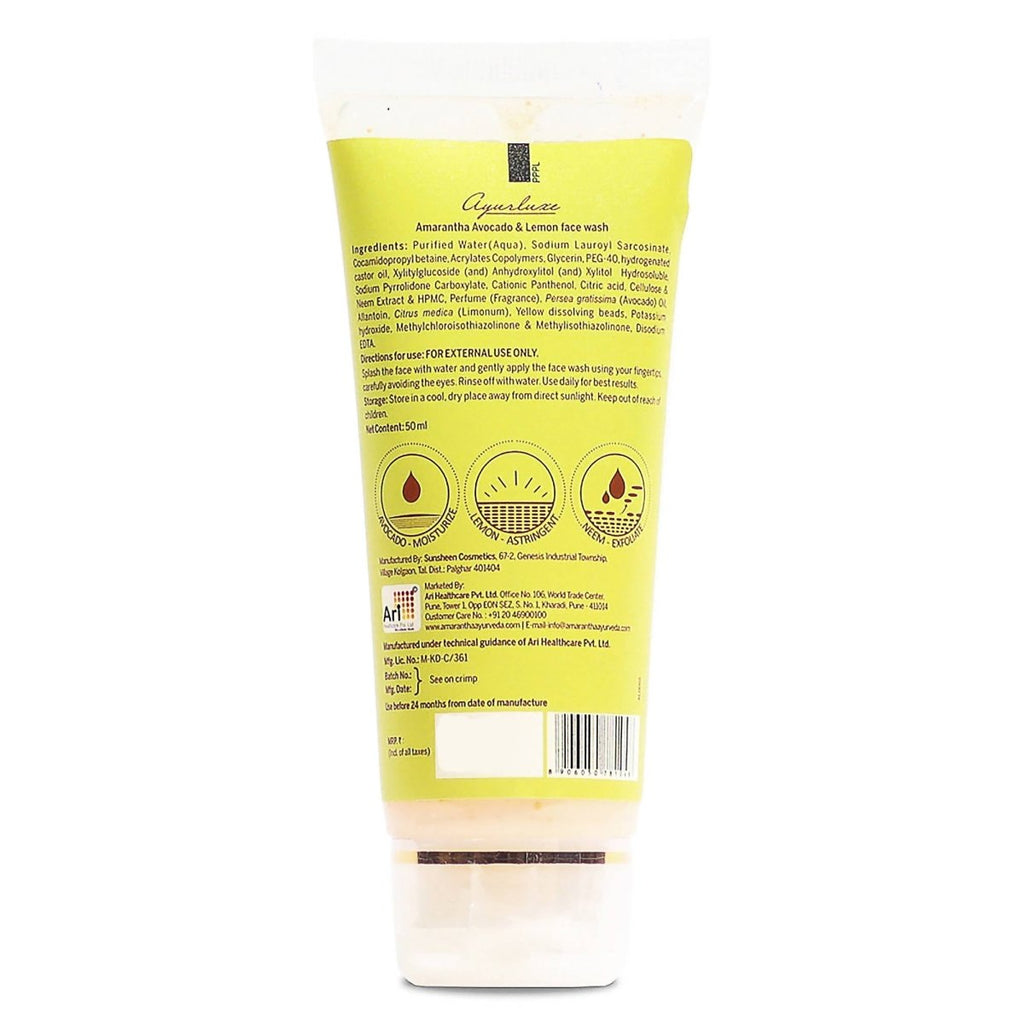 Amarantha Ayurvedic Avocado & Lemon Face Wash | Grocsy