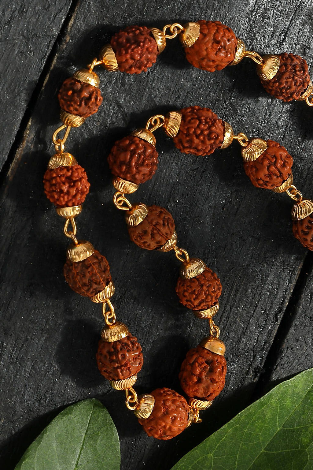 Mominos Fashion Joharkamal Gold-Polished Statement Rudraksha Mala Long Necklace (Golden) | Grocsy
