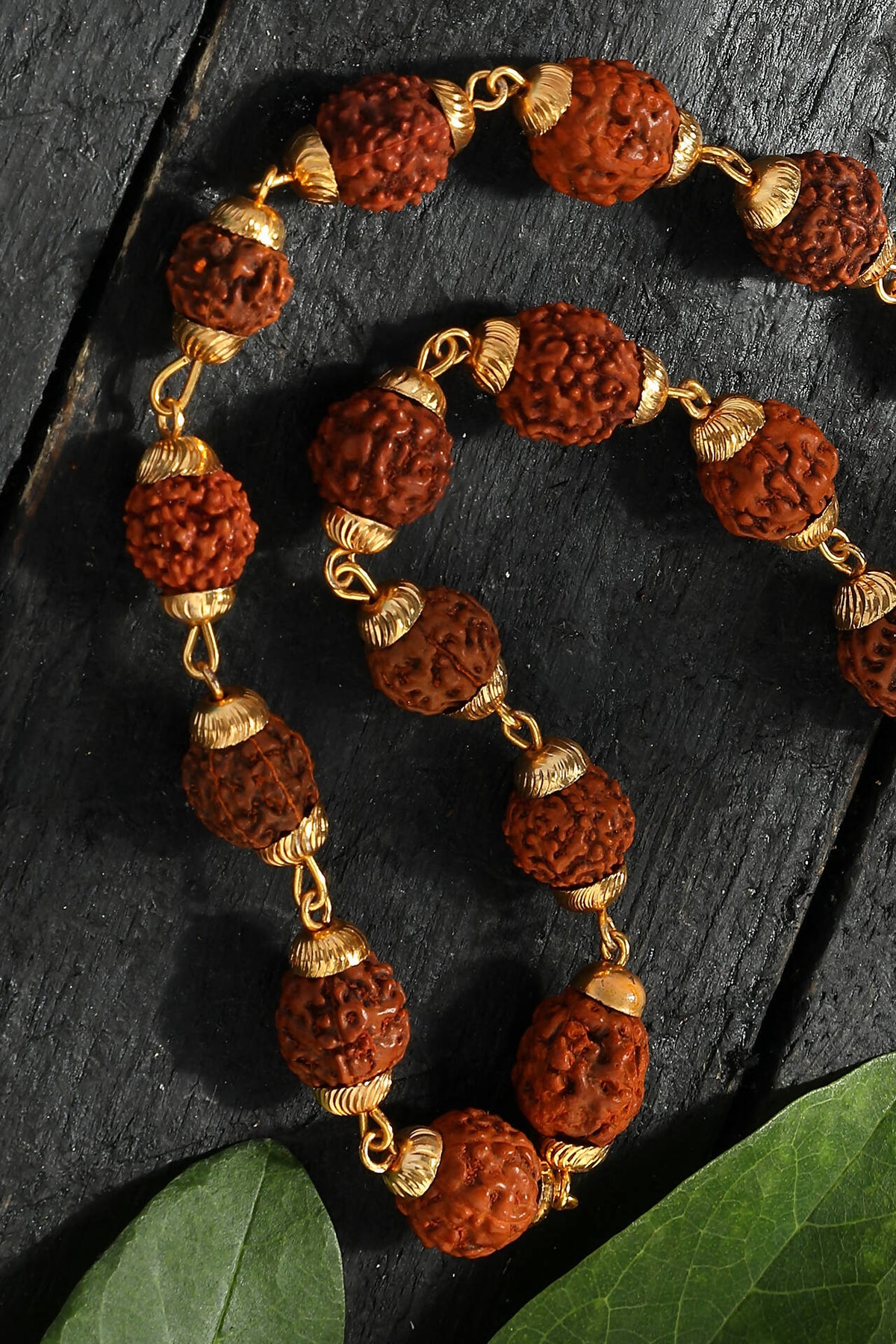 Mominos Fashion Joharkamal Gold-Polished Statement Rudraksha Mala Long Necklace (Golden) | Grocsy