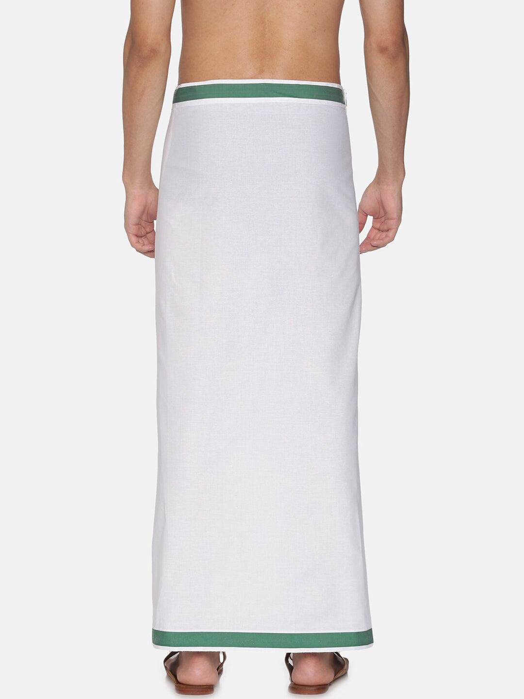 Sethukrishna White Solid Cotton Readymade Dhoti For Men | Grocsy