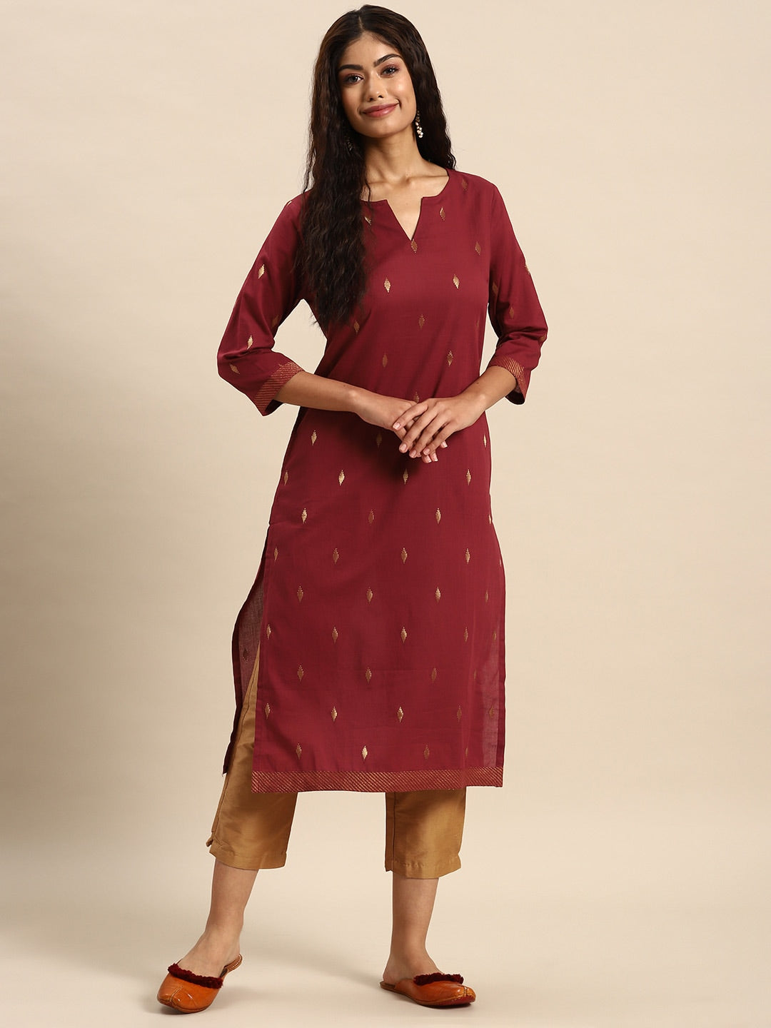 Sangria Geometric Printed Kurta | Grocsy