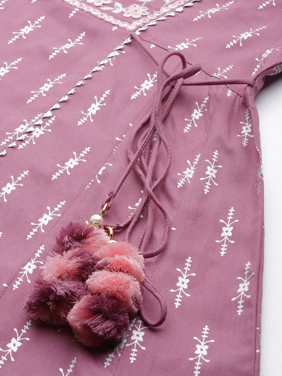 All About You Purple & Silver Ethnic Motifs Gotta Patti Detail Kurta | Grocsy