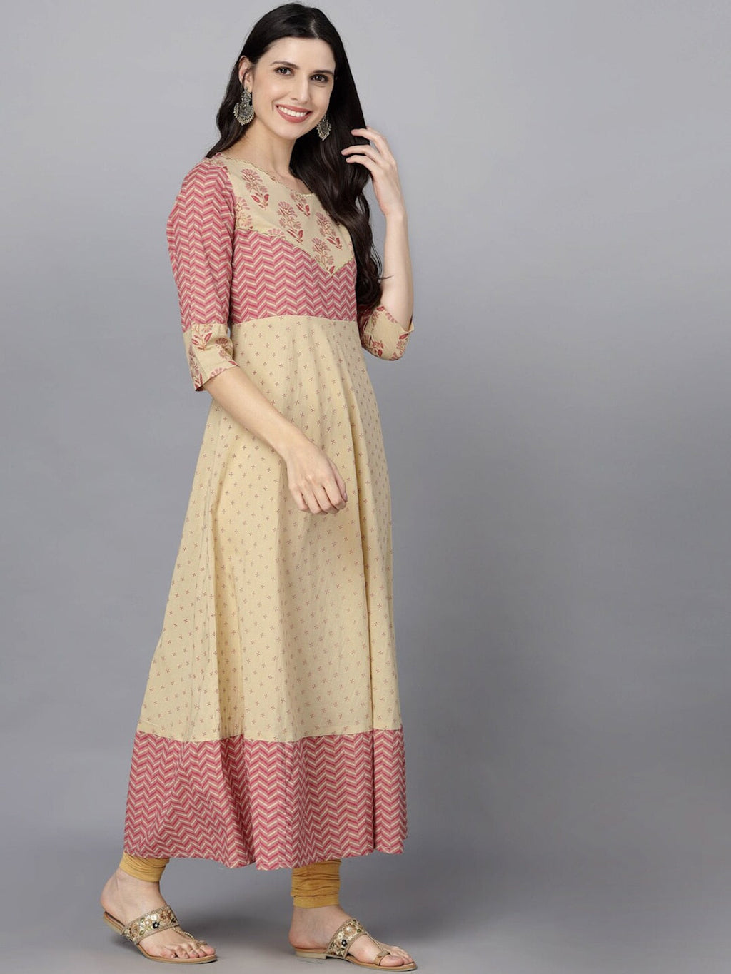 HERE&NOW Women Ethnic Motifs Printed Anarkali Kurta | Grocsy