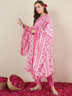 Indo Era Women Floral Printed Kurta with Trousers & Dupatta | Grocsy