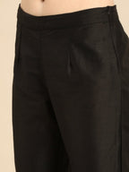 All About You Women Black Embroidered Kurta with Trousers | Grocsy