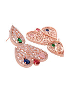 Saraf RS Jewellery Rose Gold-Polished White & Green AD-Studded Jewellery Set | Grocsy