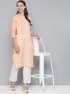 HERE&NOW Women Ethnic Motifs Embroidered Pastels Kurta | Grocsy